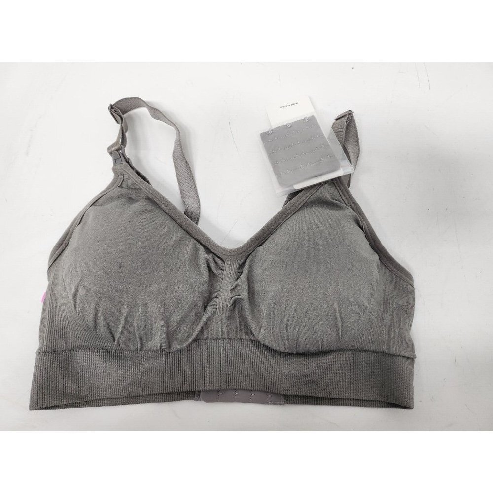 Stelle Womens Nursing Bra Size Small Gray Wireless Seamless Bralette‎ With Pads
